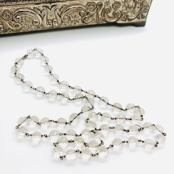 Antique Deco Clear glass crystal necklace
